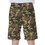 Brown Camouflage Print Men's Beach Shorts