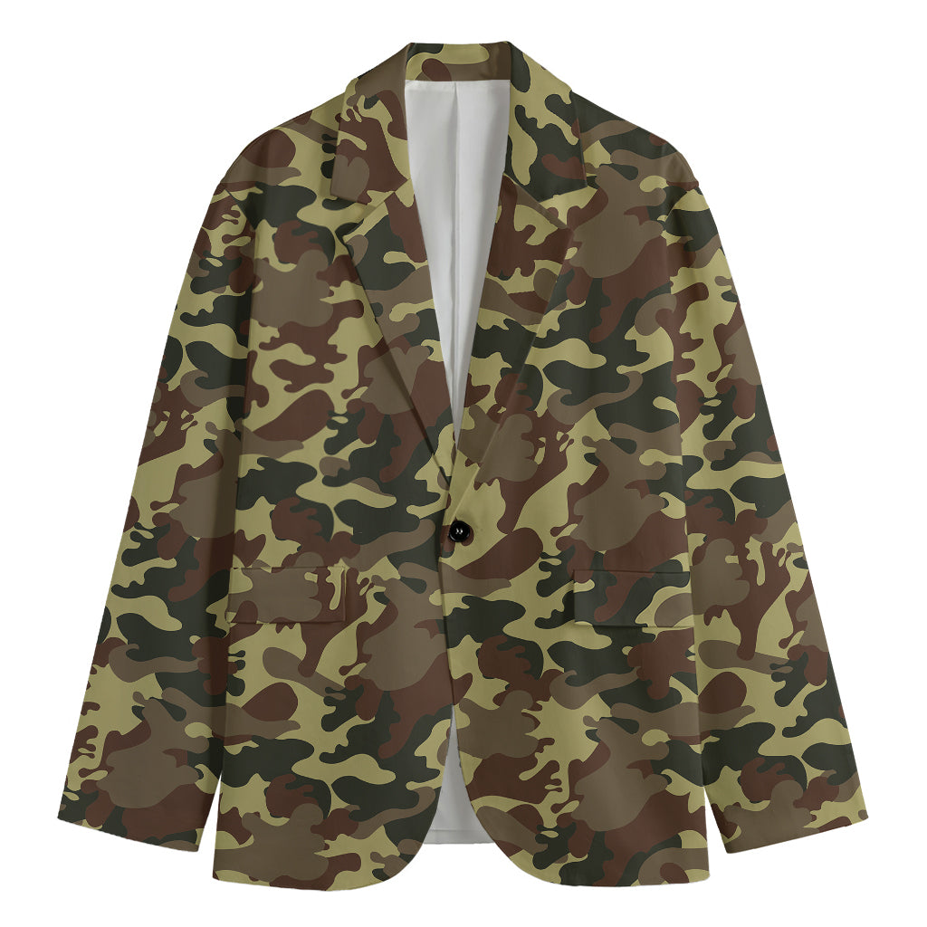 Brown Camouflage Print Men's Blazer