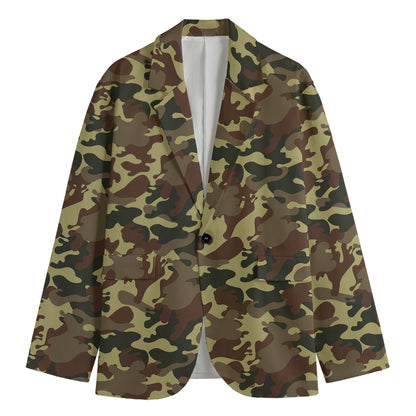 Brown Camouflage Print Men's Blazer
