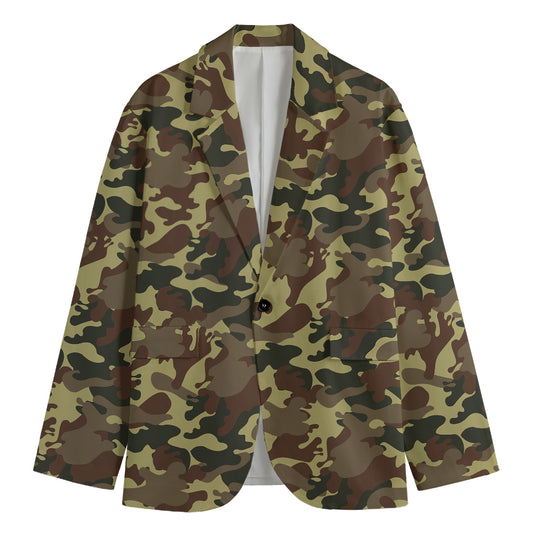 Brown Camouflage Print Men's Blazer