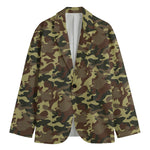 Brown Camouflage Print Men's Blazer