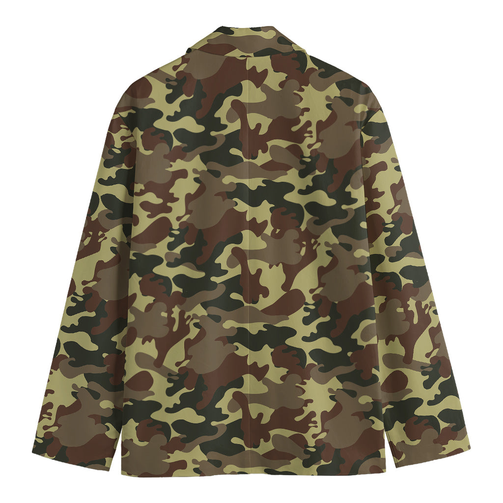 Brown Camouflage Print Men's Blazer