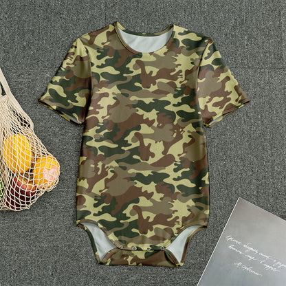Brown Camouflage Print Men's Bodysuit