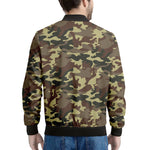 Brown Camouflage Print Men's Bomber Jacket