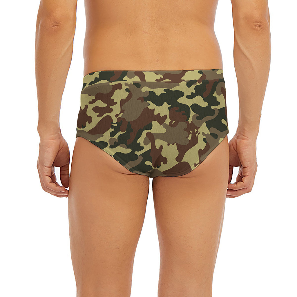 Brown Camouflage Print Men's Briefs