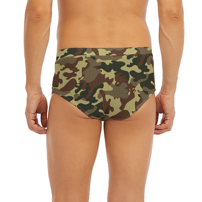 Brown Camouflage Print Men's Briefs