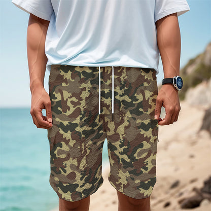 Brown Camouflage Print Men's Cargo Shorts