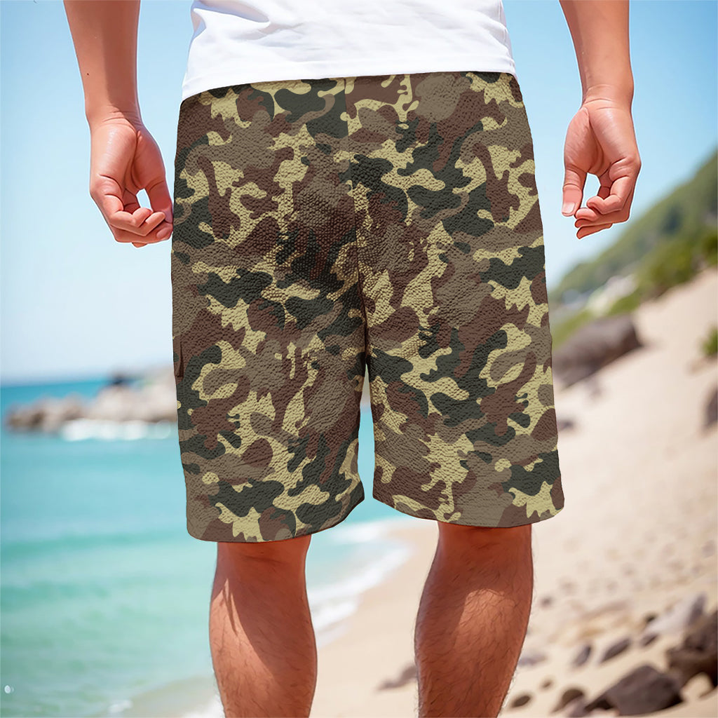 Brown Camouflage Print Men's Cargo Shorts