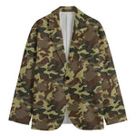 Brown Camouflage Print Men's Cotton Blazer