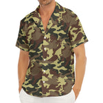 Brown Camouflage Print Men's Deep V-Neck Shirt