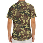 Brown Camouflage Print Men's Deep V-Neck Shirt