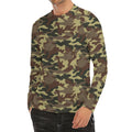 Brown Camouflage Print Men's Long Sleeve Rash Guard