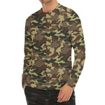 Brown Camouflage Print Men's Long Sleeve Rash Guard