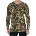 Brown Camouflage Print Men's Long Sleeve T-Shirt