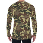 Brown Camouflage Print Men's Long Sleeve T-Shirt