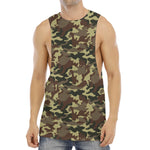 Brown Camouflage Print Men's Muscle Tank Top