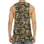 Brown Camouflage Print Men's Muscle Tank Top
