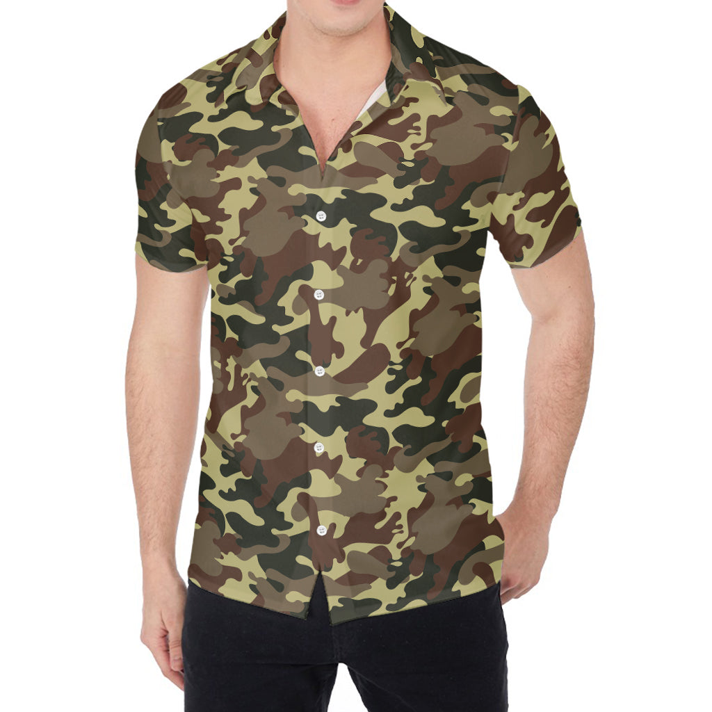 Brown Camouflage Print Men's Shirt