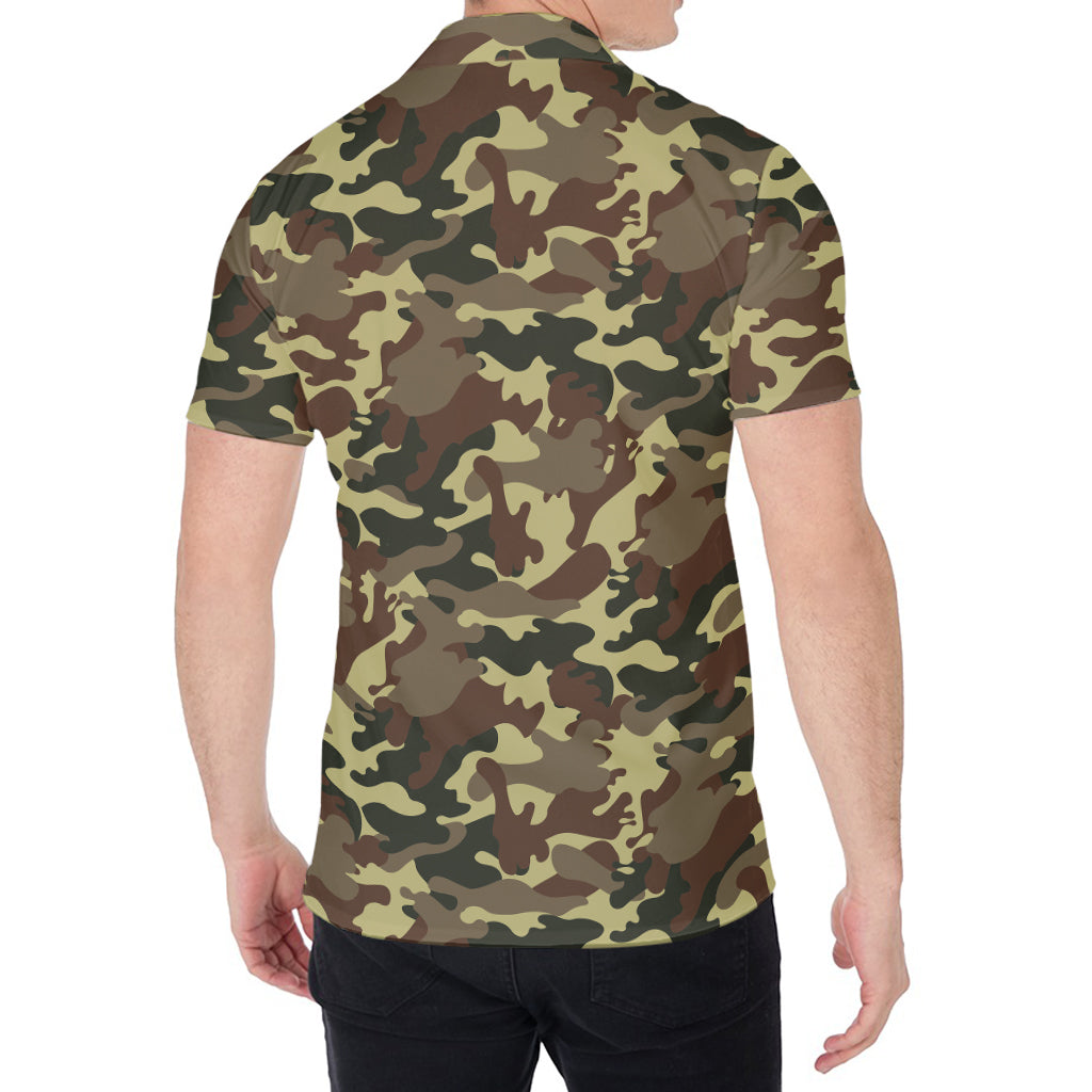 Brown Camouflage Print Men's Shirt