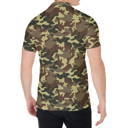Brown Camouflage Print Men's Shirt
