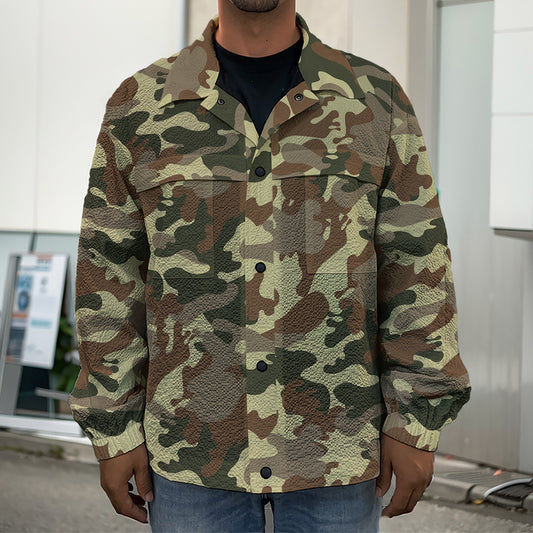 Brown Camouflage Print Men's Shirt Jacket