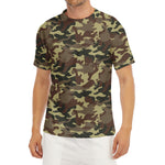 Brown Camouflage Print Men's Short Sleeve Rash Guard