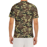 Brown Camouflage Print Men's Short Sleeve Rash Guard