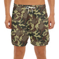 Brown Camouflage Print Men's Split Running Shorts