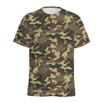 Brown Camouflage Print Men's Sports T-Shirt