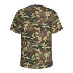 Brown Camouflage Print Men's Sports T-Shirt