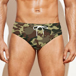Brown Camouflage Print Men's Swim Briefs