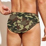 Brown Camouflage Print Men's Swim Briefs