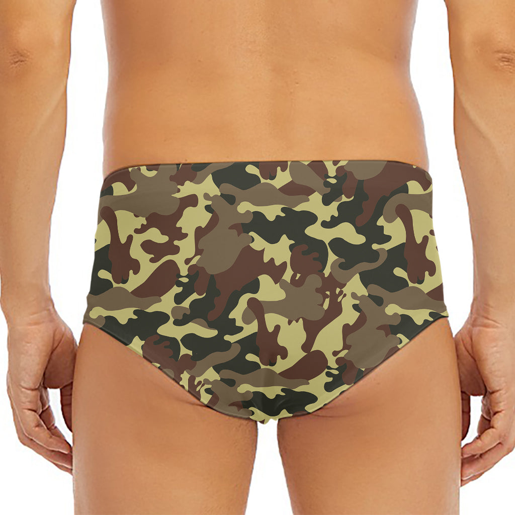 Brown Camouflage Print Men's Triangle Swim Briefs