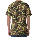 Brown Camouflage Print Men's Velvet T-Shirt