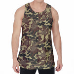Brown Camouflage Print Men's Velvet Tank Top
