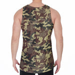 Brown Camouflage Print Men's Velvet Tank Top