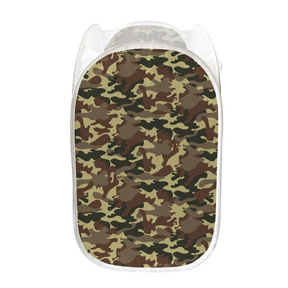 Brown Camouflage Print Mesh Laundry Hamper