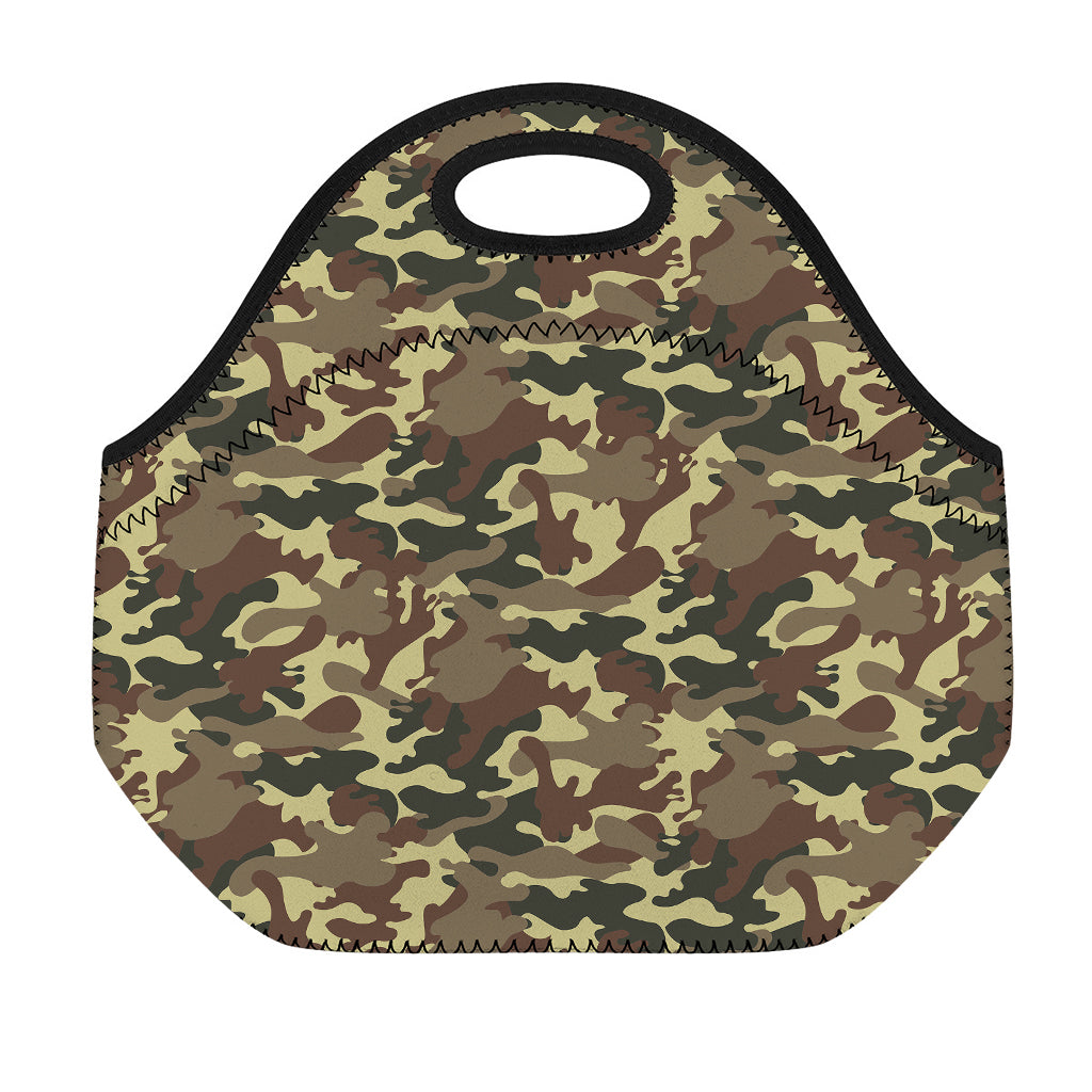 Brown Camouflage Print Neoprene Lunch Bag