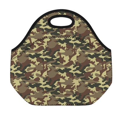 Brown Camouflage Print Neoprene Lunch Bag