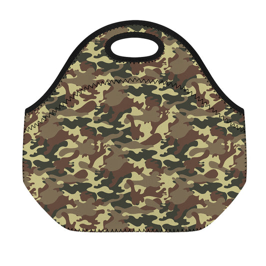 Brown Camouflage Print Neoprene Lunch Bag