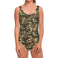 Brown Camouflage Print One Piece Swimsuit