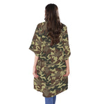 Brown Camouflage Print Open Front Beach Cover Up