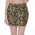 Brown Camouflage Print Pencil Mini Skirt