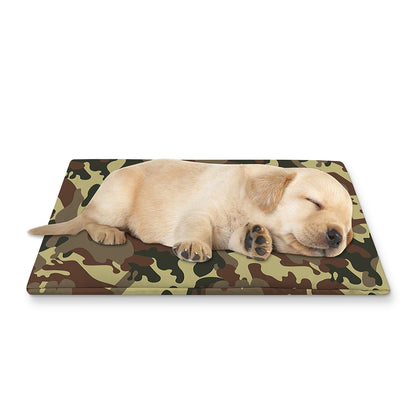 Brown Camouflage Print Pet Cooling Mat Cover