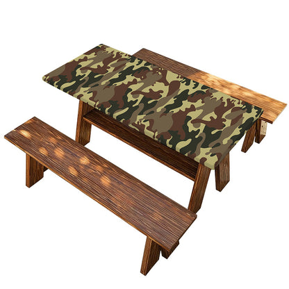 Brown Camouflage Print Picnic Table Cover