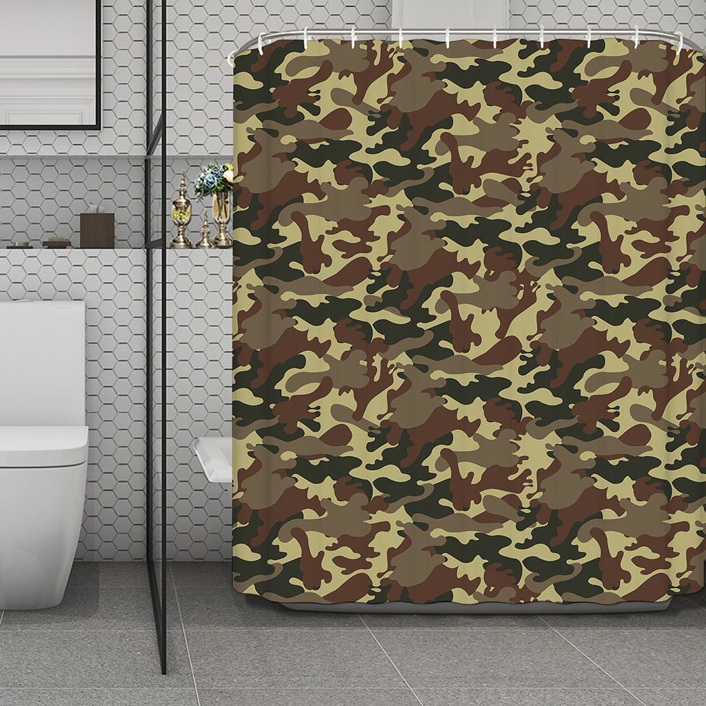 Brown Camouflage Print Polyester Shower Curtain