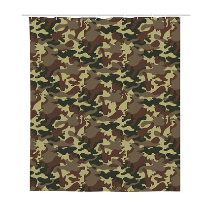 Brown Camouflage Print Polyester Shower Curtain