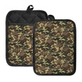 Brown Camouflage Print Pot Holders With Pocket