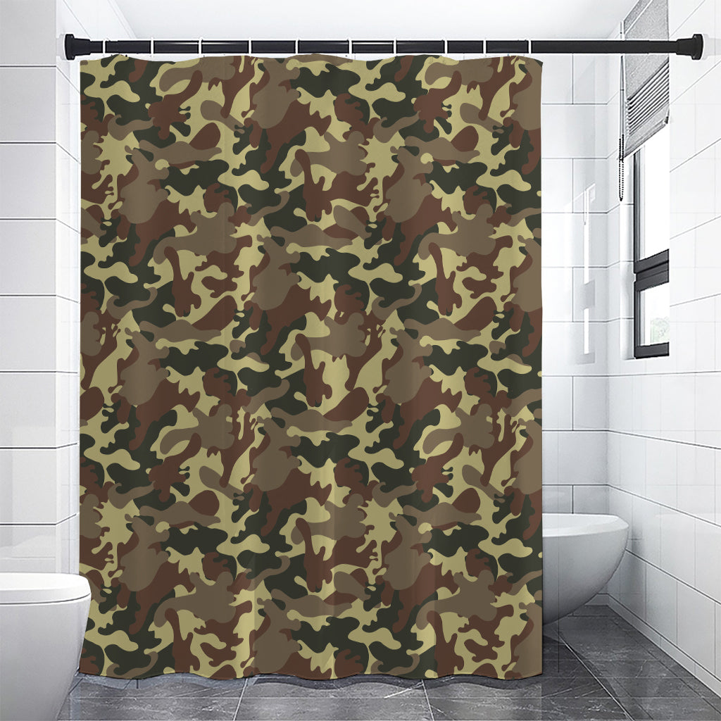 Brown Camouflage Print Premium Shower Curtain