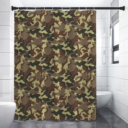 Brown Camouflage Print Premium Shower Curtain